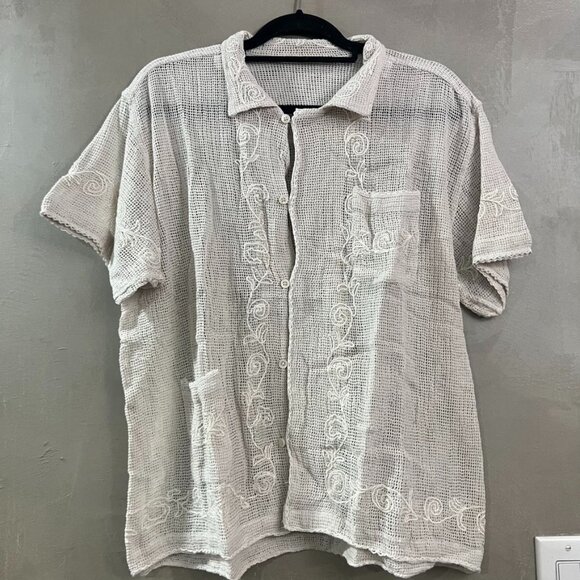 BODE Mesh Filigree Short Sleeve Shirt Sample - Picture 1 of 11